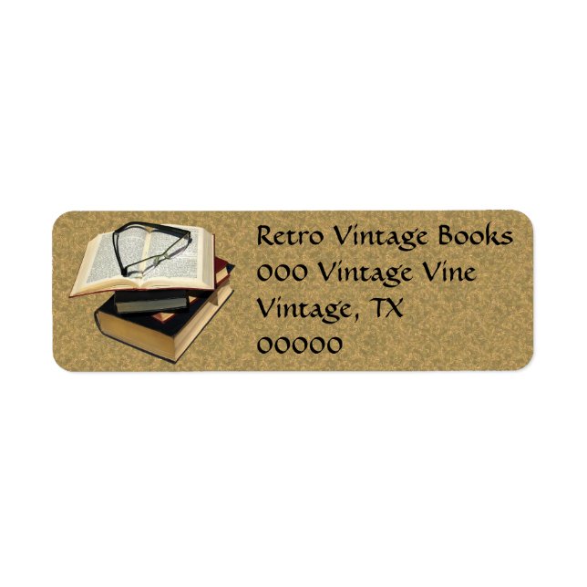 Vintage Retro Books Eye Glasses Avery Labels (Front)
