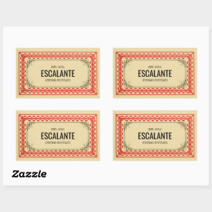 Vintage Retro Border Beige Brown Red Textured Sticker