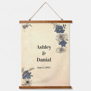 Vintage Retro Botanical Boho Rustic Floral Wedding Hanging Tapestry
