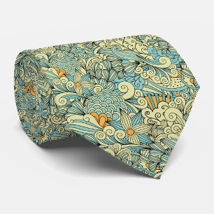 Vintage Retro Botanical Floral Pattern Tie