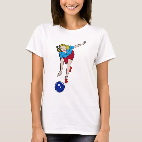 Vintage Retro Bowling Playing Girl Old Comics T-Shirt