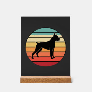 Vintage Retro Boxer Dog Sunset Silhouette Acrylic Sign