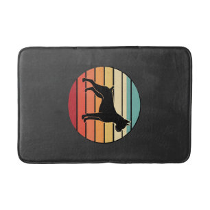 Vintage Retro Boxer Dog Sunset Silhouette Bath Mat