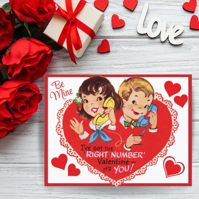 Vintage Retro Boy Girl Valentine's Day Holiday Postcard (Creator Uploaded)