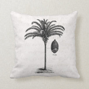 Vintage Retro Brazilian Palm Tree Template Palms Throw Pillow