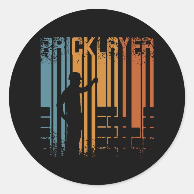 Vintage Retro Bricklayer Classic Round Sticker (Front)