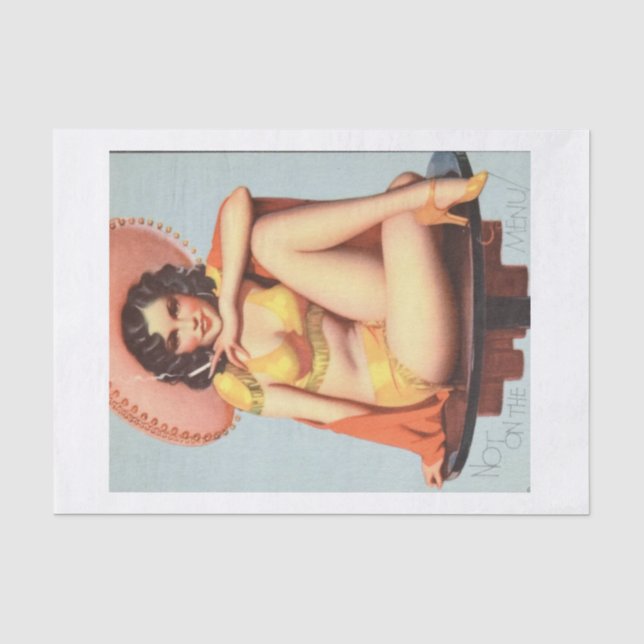 Vintage Retro Brunette Pin Up Girl Tissue Paper (Front)