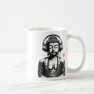Vintage Retro Buddha Wearing Headphones Coffee Mug