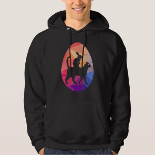 Vintage Retro Bunny Riding Cat Easter Egg Hunt Men Hoodie