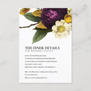 VINTAGE RETRO BURGUNDY FALL FLORAL WEDDING DETAILS ENCLOSURE CARD