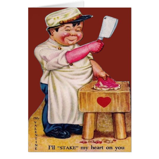 Vintage Retro Butcher Valentine Card