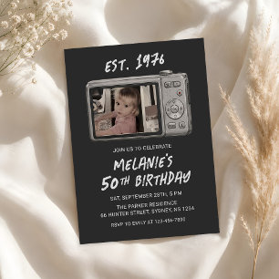 Vintage  Retro Camera 50th Birthday Photo Invitation