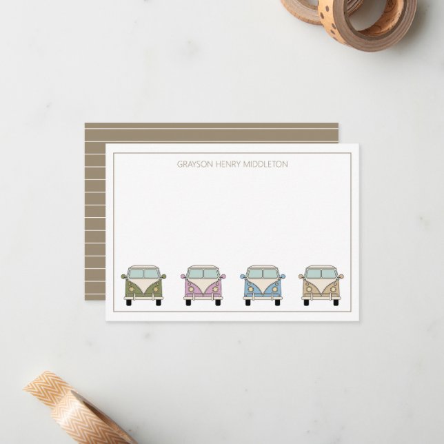 Vintage Retro Camper Vans Personalized Card (Front/Back In Situ)