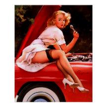 Vintage Retro Car Mechanic Pinup Girl