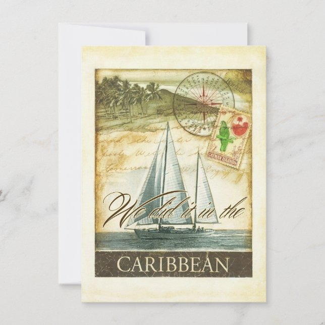 Vintage Retro Caribbean Cayman Islands Reception Invitation (Front)