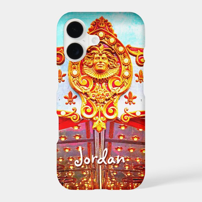 Vintage retro carousel face photo custom name (Back)