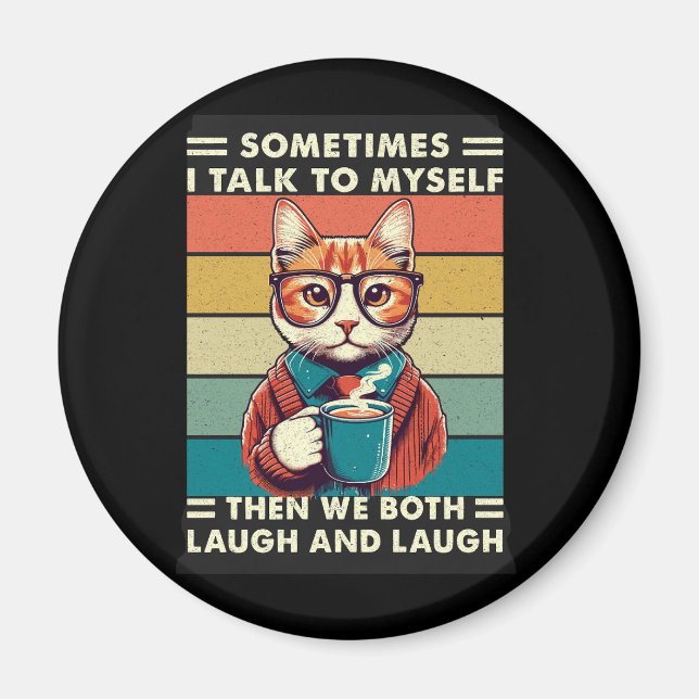 Vintage retro cat coffee (3) magnet (Front)