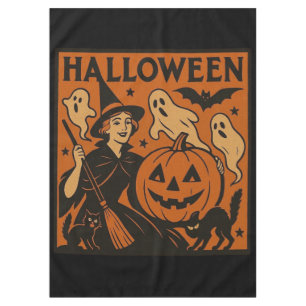Vintage/retro cat, ghost, pumpkin & witch tablecloth