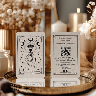 Vintage Retro Celestial Tarot Makeup QR Code Business Card