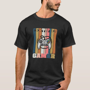 Vintage Retro Certified Gamer Funny Video Games Ga T-Shirt