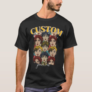 Vintage Retro Character Collage Custom Text T-Shirt