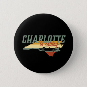 Vintage Retro Charlotte North Carolina US City Map 2 Inch Round Button