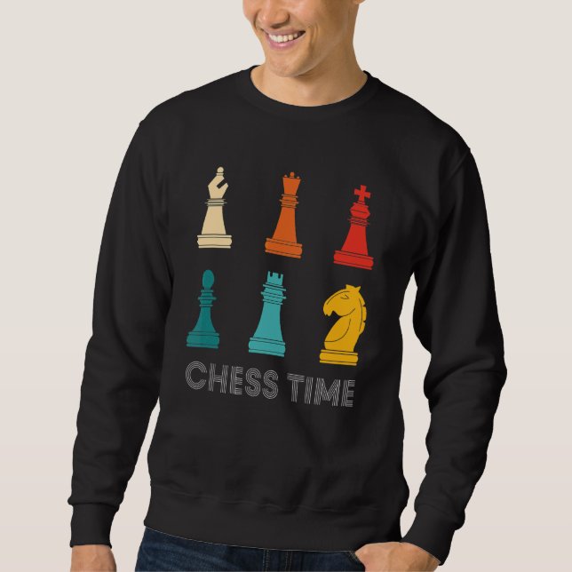 Vintage Retro Chess Player Chess Time Sweatshirt (Front)