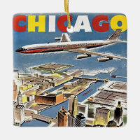 Vintage Retro Chicago travel tourism airplane