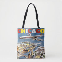 Vintage Retro Chicago travel tourism airplane