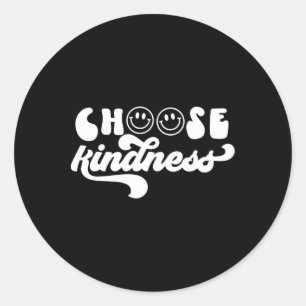 Vintage Retro Choose Kindness Smile Face Inspirati Classic Round Sticker