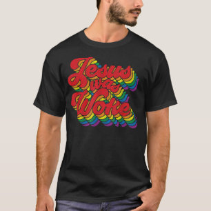 Vintage Retro Christian Ally Pride Rainbow Jesus W T-Shirt