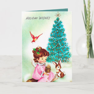 Vintage retro Christmas Angel add text card