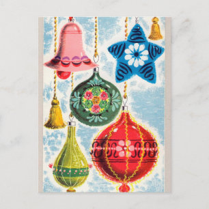 Vintage retro Christmas bells Holiday poster Postcard