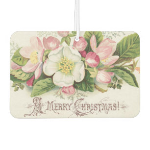 Vintage Retro Christmas Card, Apple Blossoms Air Freshener