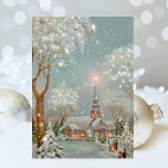 Vintage Retro Christmas Church Glitter Winter Holiday Card<br><div class="desc">Beautiful Vintage Christmas church glitter winter snow scene. Perfect addition to your vintage collection or great for sending out to family and friends for the holiday season. This can be transferred to other products including a folded holiday card.</div>