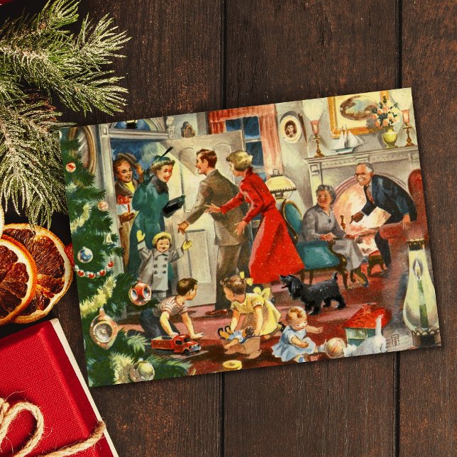 Vintage Retro Christmas Family Gathering Holiday Card (Creator Uploaded)