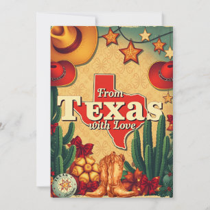 Vintage Retro Christmas  From Texas with Love Holiday Card