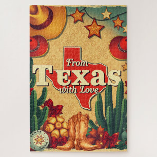 Vintage Retro Christmas  From Texas with Love Jigsaw Puzzle