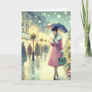 Vintage Retro Christmas Greeting Card