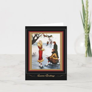Vintage Retro Christmas Ice Skating 1920s Card