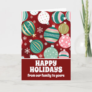Vintage Retro Christmas Ornaments and Snowflakes Holiday Card
