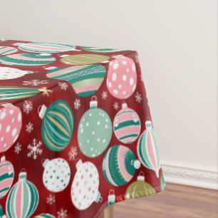 Vintage Retro Christmas Ornaments and Snowflakes Tablecloth