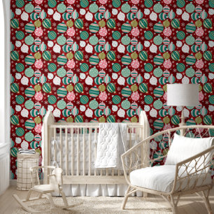 vintage Retro Christmas Ornaments and Snowflakes Wallpaper