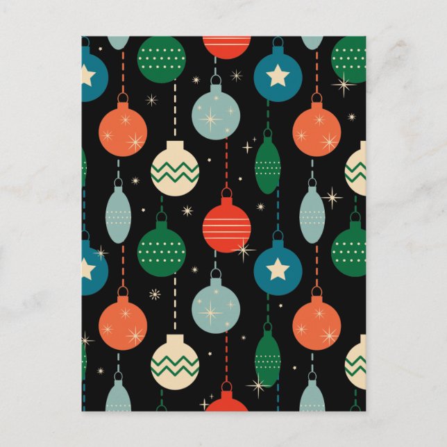 Vintage Retro Christmas Ornaments Pattern   Postcard (Front)