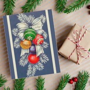Vintage Retro Christmas Ornaments Spray Custom Holiday Card