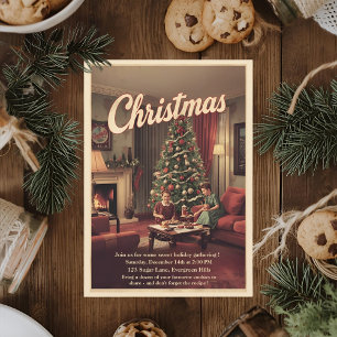 Vintage Retro Christmas Party  Invitation