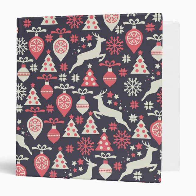 Vintage Retro Christmas Pattern Holiday Binder (Front/Inside)