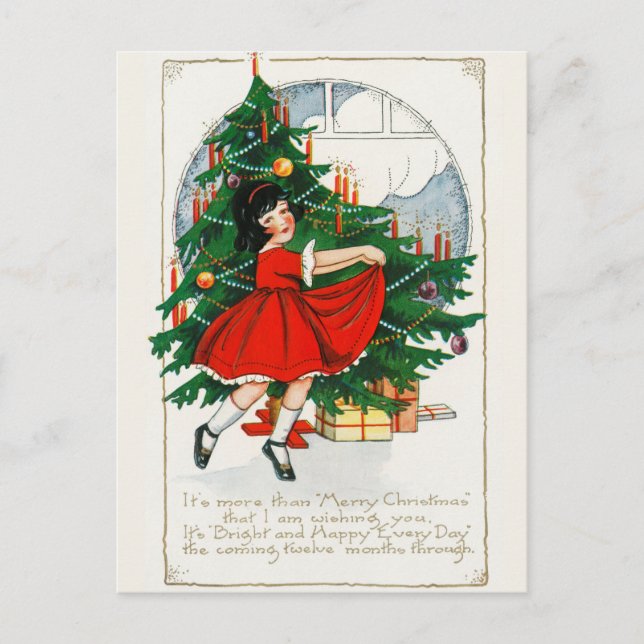 Vintage Retro Christmas Postcard (Front)