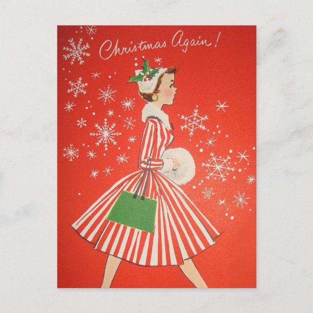 Vintage Retro Christmas Postcard (Front)
