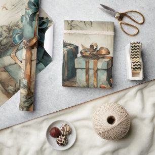 Vintage Retro Christmas Presents Pattern  Wrapping Paper